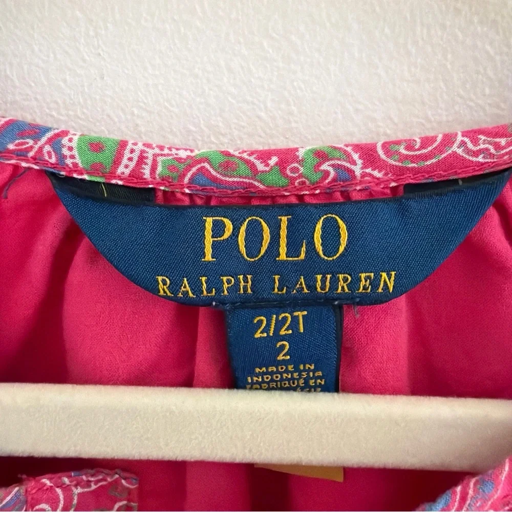Polo Ralph Lauren Paisley Cotton Batiste Dress 2/2T Toddler Pink Cotton Lined